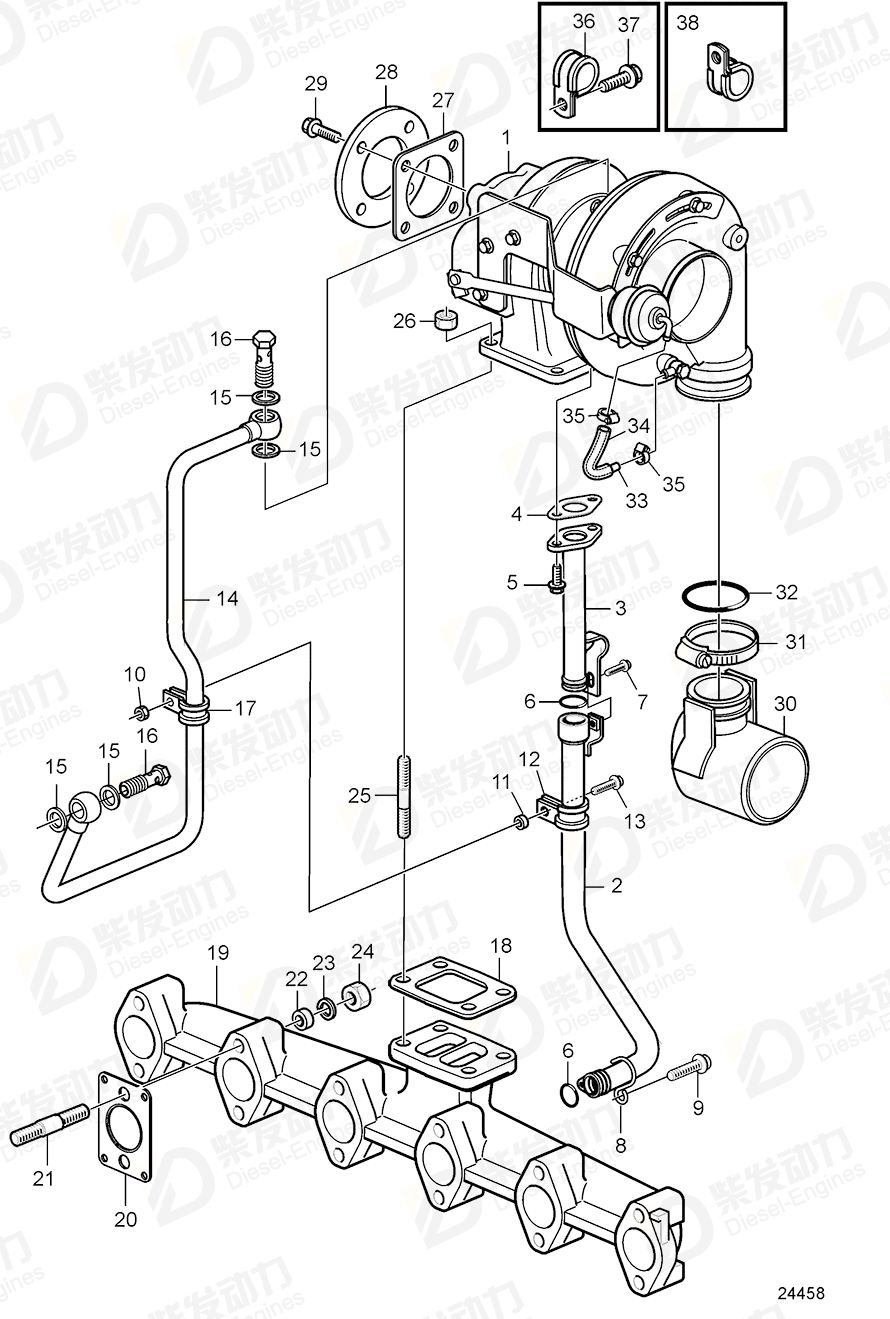 volvo penta Oil line 20805450 Drawing